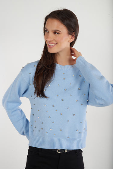 Magasinez le chandail col rond avec pierres de Colori - Shop the round neck sweater with stones from Colori