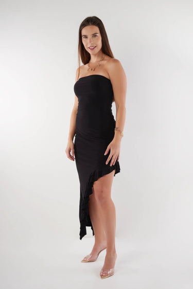 Magasinez la robe bustier élégante avec fente de la nouvelle collection de la Boutique Colori - Shop the elegant bustier dress with front slit from new collection from Boutique Colori