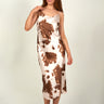 Magasinez la robe en satin avec imprimé de Colori - Shop the printed satin dress from Colori