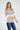 Boutique Colori Vêtements pour femme SHERI - Chandail côtelé à blocs de couleurs couleur beige, blanc et bleu - Fait au Québec Fait à Montréal Fait au Canada